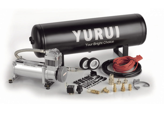 Harga yang bagus Kompresor Udara Sistem Udara Onboard Baja Hitam Dan Perak Dengan Tangki 12V Untuk Tuning Mobil on line
