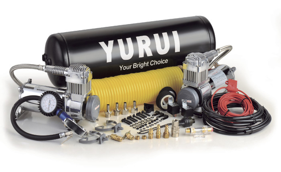 Harga yang bagus Dual Onboard Air System DC12v Chrome Hitam Tangki Udara Waterproof Kompresor Air Suspensi Inflasi Cepat on line