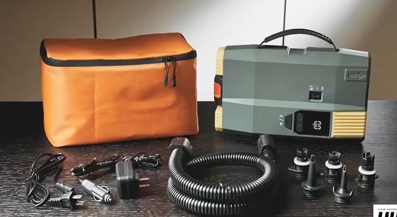 AC110-220V pompa sup listrik digital DC 12V dengan baterai lithium untuk inflasi papan dayung