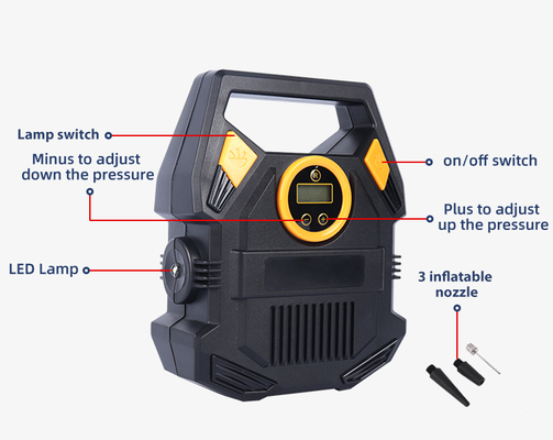 Portable Ban Inflators untuk Mobil Air Pump 12v dengan Cahaya