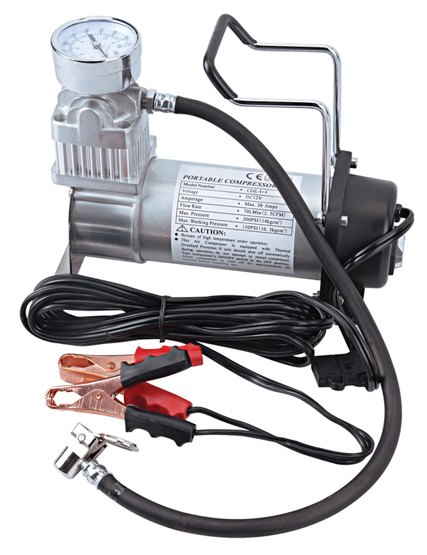 Portable Single Cylinder OffRoad DC12V Metal Heavy Duty Air Compressor Dengan Gauge