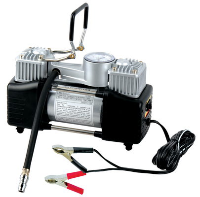 Harga yang bagus Kompresor Udara Kendaraan Heavy Duty Silver Two Cylinder 12v Dengan Pegangan Garansi 1 Tahun on line