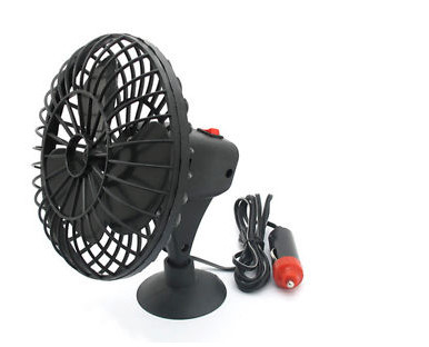 Harga yang bagus Kipas Pendingin Kendaraan Mini Black Plactic Dc 12v Portable 4 Inch Dengan Adsorpsi on line