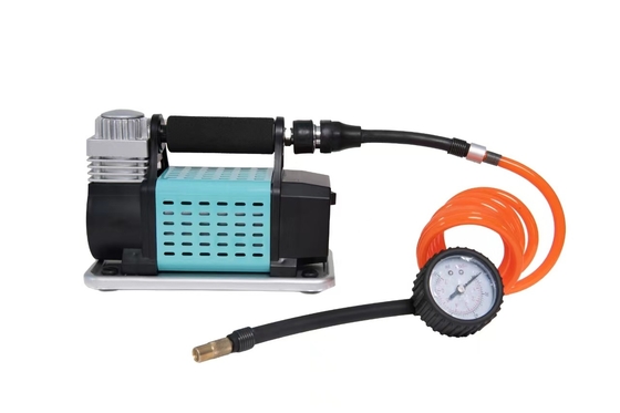 Single Cylinder DC12V Metal Portable Car Air Compressor Dengan Metal Pressure Gauge