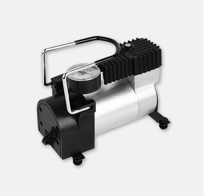 Harga yang bagus 12v Metal Portable Air Compressor Untuk Mobil Silinder Warna Hitam Perak Tunggal on line