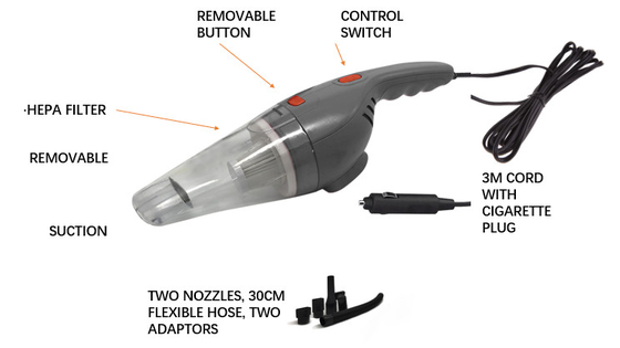DC12V Portable Car Vacuum Cleaner HEPA Filter Dengan Jaminan Satu Tahun